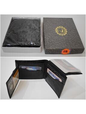 Andrue Handmade Italian Leather Crocodile Pressed Men Male Bifold Wallet 118
